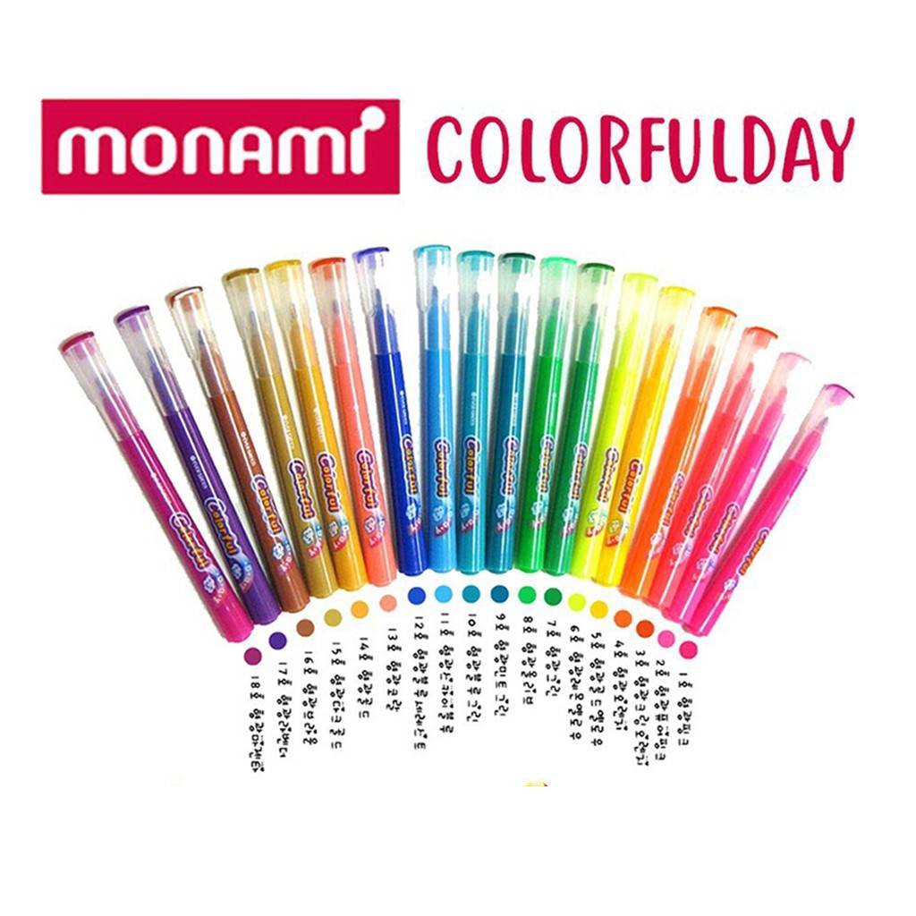 ปากกาเน้นข้อความ Monami colorful  มีให้เลือกทั้งหมด 18 สี ปากกาไฮไลท์ (1ด้าม) พร้อมส่ง
