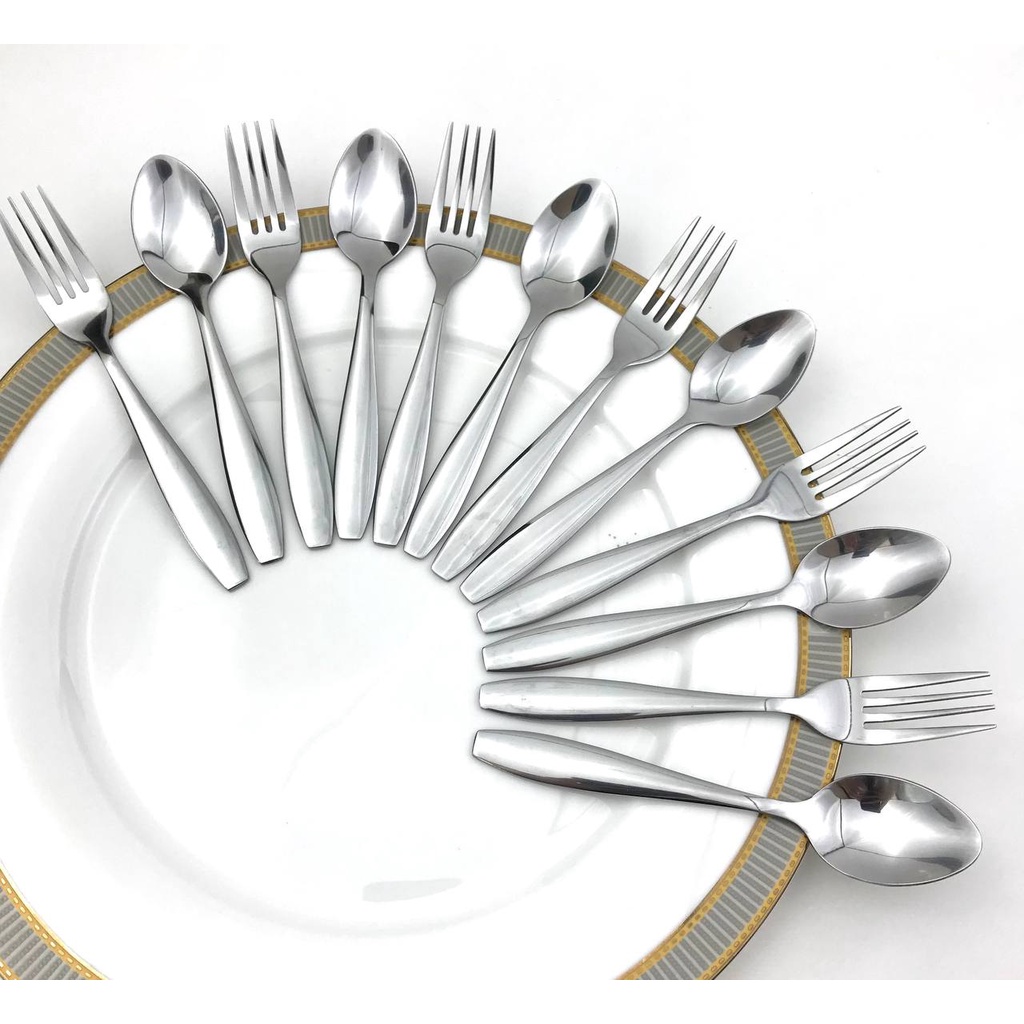 TwinFish 6คู่ ช้อนชาส้อมเค้กสแตนเลส ผลิตจากสแตนเลสคุณภาพดี รหัส73