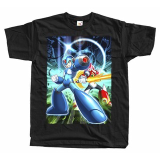 เสื้อยืดสีขาวGildan - Rockman Megaman เสื้อยืดลําลองแขนสั้นสีด ําไซส์ S - 5 XlS-4XL