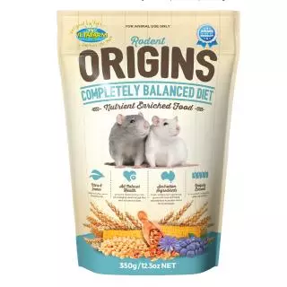 Vetafarm Origins Rodent อาหารหนูดัมโบ้แรท หนูไมซ์ เกรดพรีเมี่ยม ดีต่อสุขภาพ และระบบย่อย (350g, 2kg)