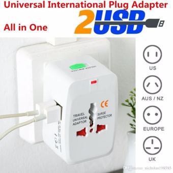Universal Plug Travel Adapter + 2USB มีไฟ หัวแปลงปลั๊ก ALL IN ONE ตัวเดียวเที่ยวทั่วโลก