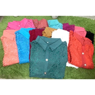 เสื้อคุณแม่ลูกไม้สวย กระดุมสวย ใส่ออกงานได้ เสื้อลูกไม้ผู้หญิงมีหลายสีให้เลือก เสื้อลูกไม้ผู้หญิงแขนสั้น ใส่ไปวัด งานบุญ