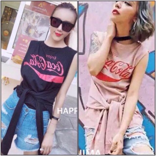 พร้อมส่ง  วันอังคาร   Coca Cola  คอลเล็กชั่น  เสื้อแขนกุดผ้าเนื้อคอตต้อนผสมโพลีสกรีนโคคาโคล่า วินเทจ