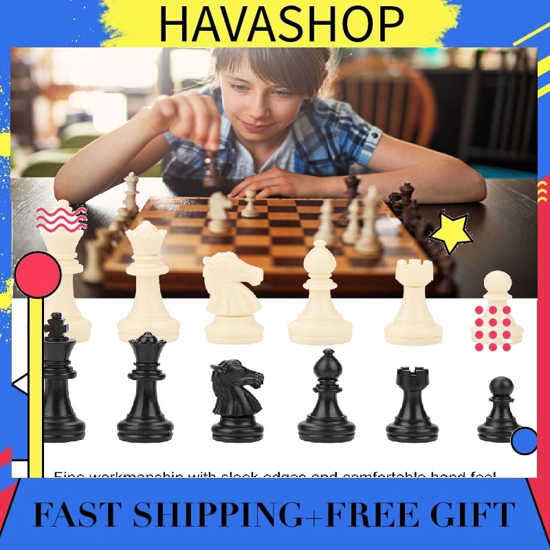Havas International 32 Standard Chess Pieces Tournament Chessmen Plastic Chess Pieces Chess Tourname