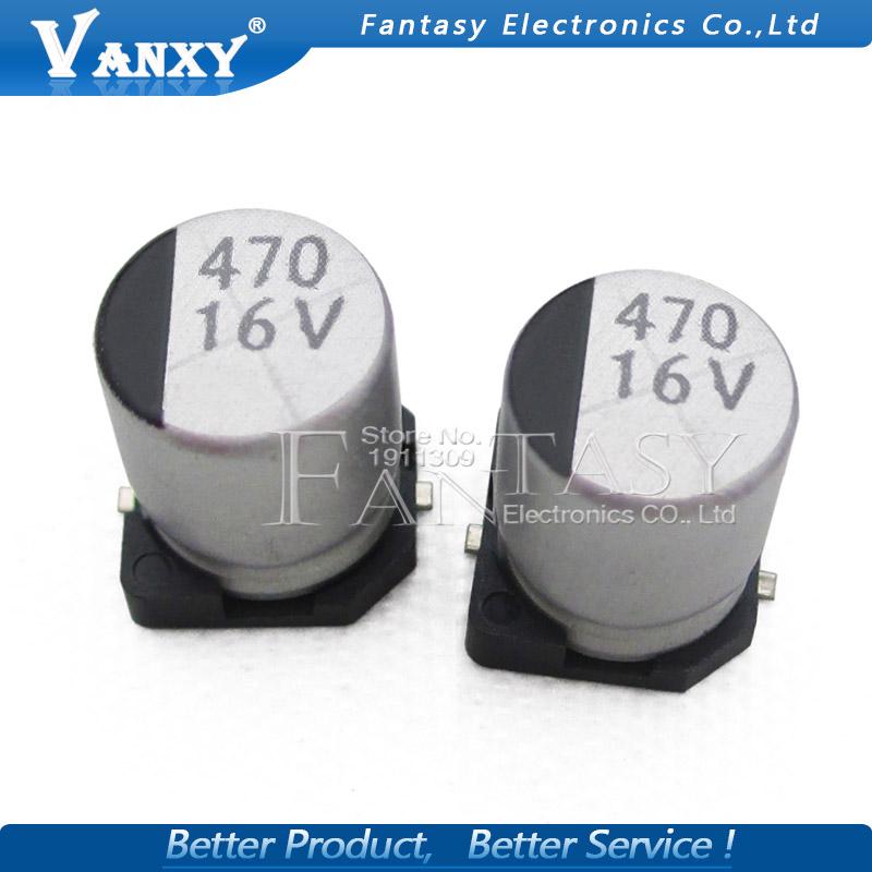 ตัวเก็บประจุไฟฟ้าอลูมิเนียม 16 v 470 uf 8x10 มม. smd 470uf 16v 10 ชิ้น