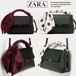 พร้อมส่งความน่ารัก..รุ่นใหม่ชนช็อป! NEW! ZARA MINI CITY BAG With POLKA DOTS SCARFแท้💯outlet