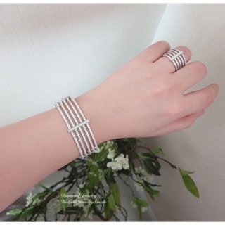 Set Diamond Bracelet &amp; Ring💥กำไลข้อมือ แหวน เพชร CZ สวยวิ้งเหมือนเพชรแท้เลยค่ะ งานฝังเพชรอย่างดี