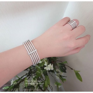 Set Diamond Bracelet &amp; Ring💥กำไลข้อมือ แหวน เพชร CZ สวยวิ้งเหมือนเพชรแท้เลยค่ะ งานฝังเพชรอย่างดี