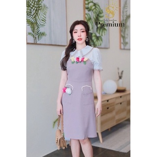 🏷️🏷️Tag : Lady Sunshine 👑Premium  เดรสสั้น เดรสเอี๊ยมกระโปรงแขนตุ๊กตา เซ็ตกระโปรง (Size 2XL)