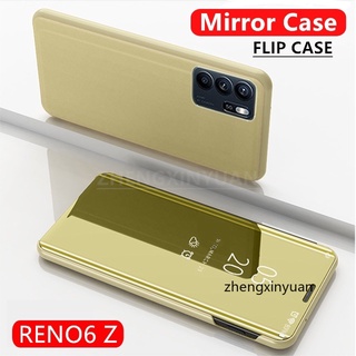 เคสโทรศัพท์มือถือหนังฝาพับกระจกสําหรับ Oppo Reno6Z Reno6Z Reno 6Z สําหรับ Opporeno6Z