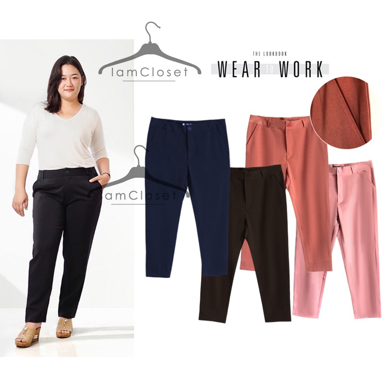 มีตลอดคะ J5515 Size 36, 38, 40, 42, 44, 46, 48 นิ้ว Nano Career Pant กางเกงขายาวไซส์ใหญ่ กางเกงสาวอวบอ้วน