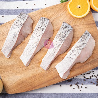 Qfresh เนื้อปลากะพงแล่ติดหนัง 1 kg (10-15 กรัม/ชิ้น)