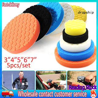 DQX_5Pcs 3/4/5/6/7inch Car Auto Body Care Round Sponge Buffing Polishing Waxing Pad