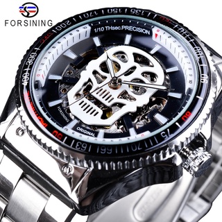 Forsining Skull Luminous Hands Steampunk Fashion Design Mens Skeleton Watch Top Brand Luxury Mechanical Steel Sport Wris