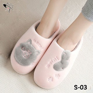 รองเท้าใส่ในบ้าน slipper  พื้นยาง กันลื่น ลายแมว