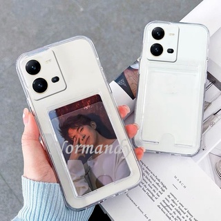 In Stock เคสโทรศัพท์ Clean Casing VIVO V25 V25e Y02S Y16 Y22S Y22 Y35 4G 5G 2022 Simple Transparent Handphone Case TPU Softcase with Card Holder Shock-proof Anti-fingerprint Protection Cover เคส