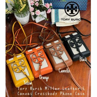 กระเป๋าสะพายใส่โทรศัพท์ 📱 Tory burch Miller Leather &amp; Canvas Phone Case