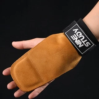ถุงมือฟิตเนส STRAPS Leather Grip pads & Strap SKDK หนังกลับ สแต๊ป หนังวัว หนังแท้ รัดข้อมือ ถุงมือ เซพข้อ（1คู่）