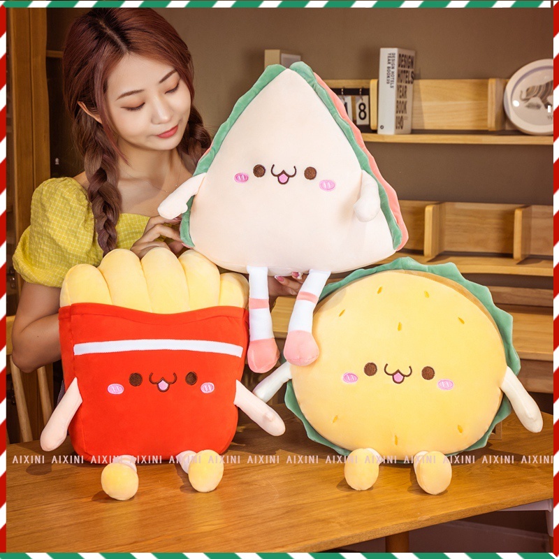 AIXINI Cute Cartoon Fast Food Plush Toy Stuffed Burger French fries ...