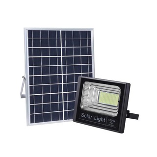 ไฟโซล่าเซลล์ 100WW แสงสีขาว / เหลือง โคมไฟสปอร์ตไลท์ JD-8800 แท้100%Solar panel LED Flood night light กันน้ำกันฝน