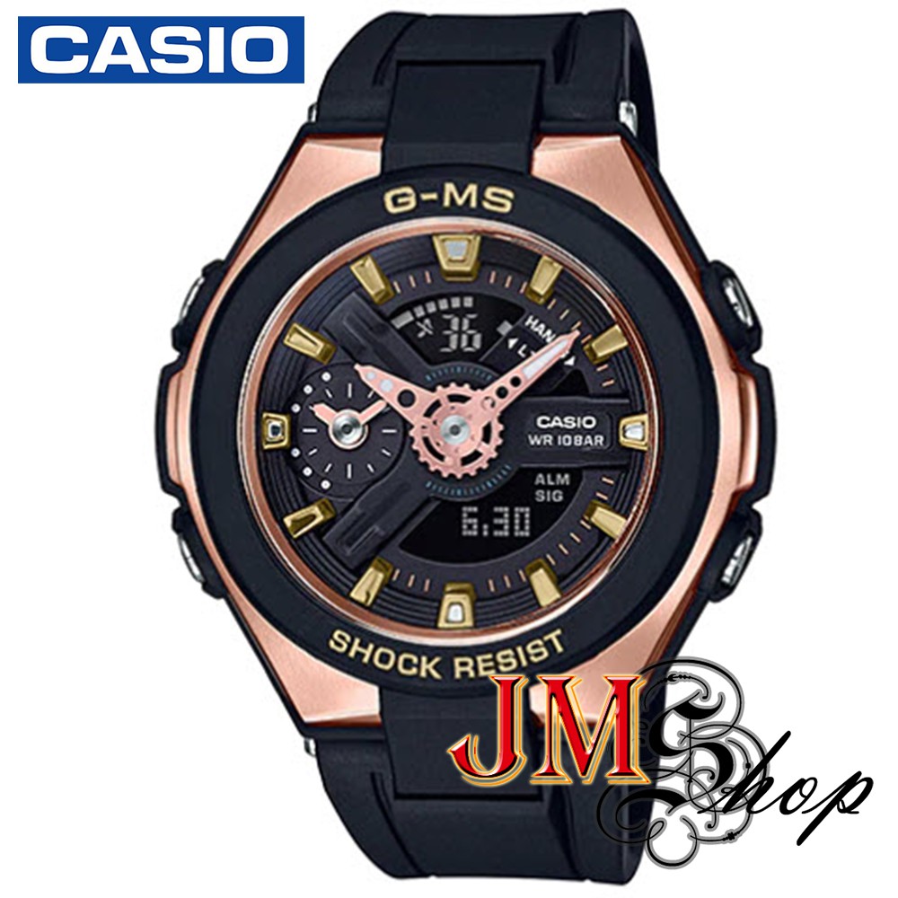 Casio Baby-g G-MS นาฬิกาข้อมือผู้หญิง สายเรซิ่น รุ่น MSG-400G-1A1DR (สีดำ / โรสโกลด์)