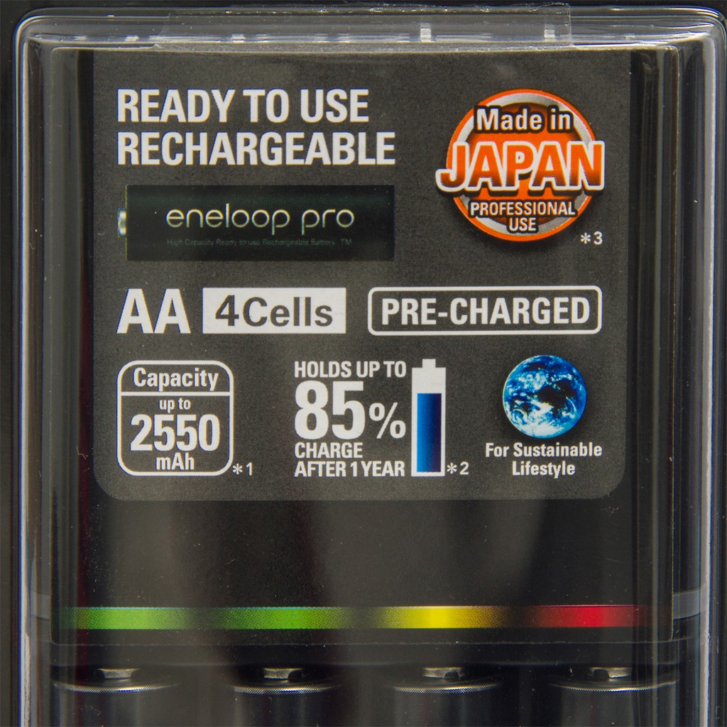 เครื่องชาร์จ Panasonic eneloop Pro Quick Charge 2 ชม.พร้อมถ่าน AA 2550mAh 4 ก้อน