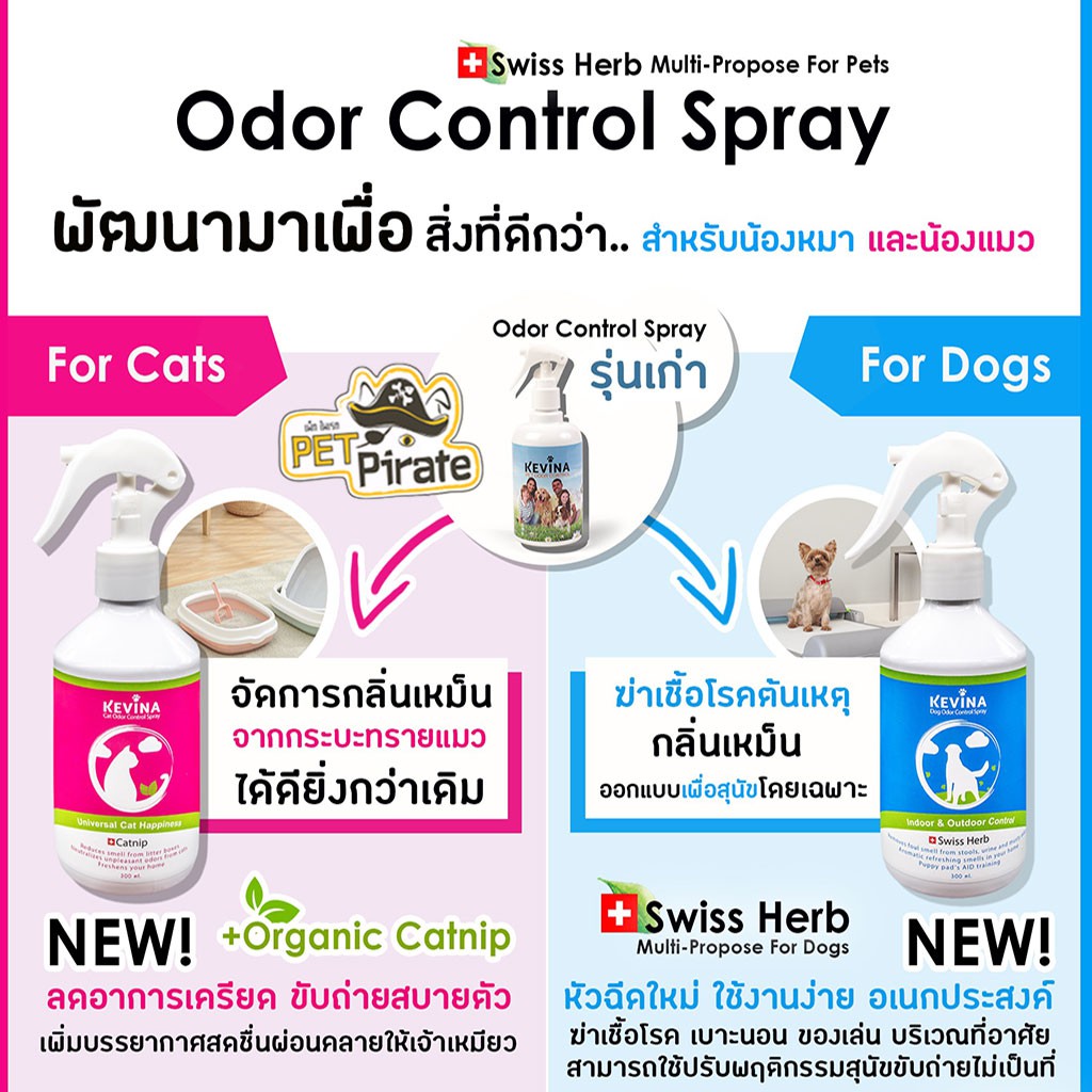 Kevina Odor Control Spray สเปรย์ฆ่าเชื้อและดับกลิ่นเหม็นจากแมวและสุนัข ลดกลิ่นเหม็น กลิ่นฉี่ กลิ่นอึ ลดเชื้อโรค