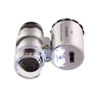 เลนส์ 60x แว่นขยาย กล้อง Loupe magnifier Led UV Mini Microscope