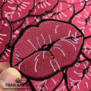 [ ตัวรีดติดเสื้อ ลาย ปาก ริมฝีปาก รอย จูบ ลิปสติก ชมพู ] Lips Patch งานปัก DIY ตัวรีด ติดเสื้อ กระเป๋า ยีนส์ อาร์ม แนวๆ