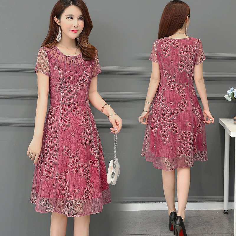 Free Shipping MiddleAged and Elderly Women's Short Sleeve MidLength