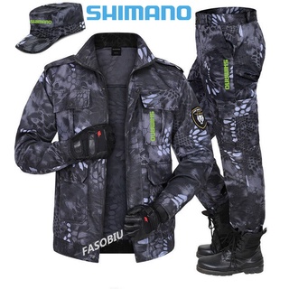 ใหม่ Shimano ชุดเสื้อตกปลา ลายพราง กันน้ํา กันลม พร้อมหมวก 2022 สําหรับเดินป่า ตกปลากลางแจ้ง