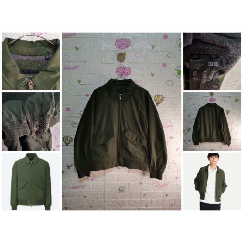🌸Uniqlo​  Flight jacket  สีเขียวอก 46 ยาว​ 26 ไซส์​  L