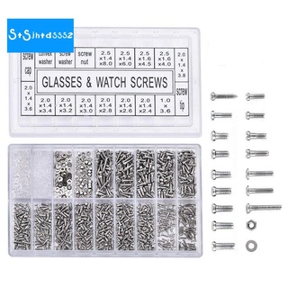 1000Pcs Stainless Steel Eyeglasses Watch Repair Screw Replacement Kit Set Tiny Screws Nut Assortment Repair Tool Kit Set