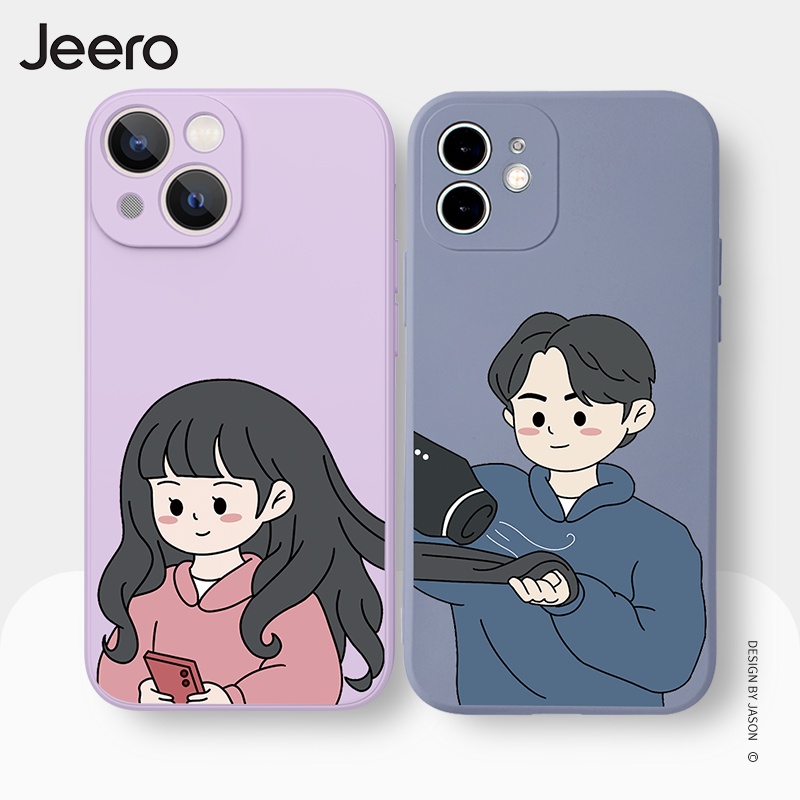 Jeero เคสคู่ คู่รัก กันกระแทกซิลิโคนนุ่มน่ารักตลก เคสโทรศัพท์ สำหรับ ไอโฟน iPhone 15 14 13 12 11 Pro Max SE 2020 X XR XS 8 7 6 6S Plus พลัส HFE558