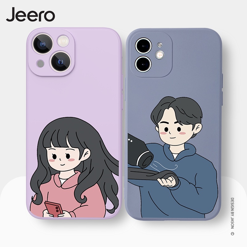 Jeero เคสคู่ คู่รัก กันกระแทกซิลิโคนนุ่มน่ารักตลก เคสโทรศัพท์ สำหรับ ไอโฟน iPhone 16 15 14 13 12 11 