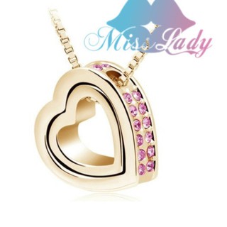 ﻿Miss Lady สร้อยคอพร้อมจี้รูปหัวใจ 2 ดวงซ้อนกัน  Austrian Crystale  รุ่น : MLY2891 #1