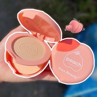 (ใช้โค้ด INCM8L3 ลด 50% สูงสุด 50 บาท)  พร้อมส่ง!!! 🍑 แป้งพีช แป้งพัฟพีช KISS BEAUTY PEACH POWDER #81369