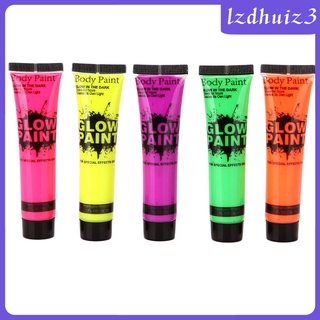 สีเพ้นท์หน้าและร่างกายแบบเรืองแสง 5 สี