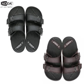 ADDA รองเท้าแตะลำลองแบบสวม รุ่น 22W06 รองเท้าแตะสองสาย แบบเข็มขัด ปรับหน้าเท้าได้ สีดำ สีน้ำตาล (ไซส์ 4-9)