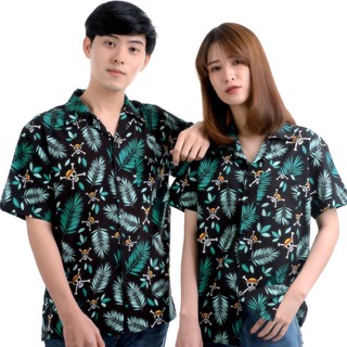 Dextreme เสื้อฮาวายวันพีซ (DOP-721) Hawaii shirt Icon ลายใบไม้