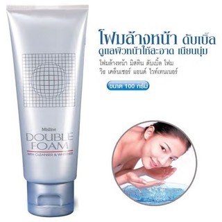 โฟมล้างหน้า Mistine Double Foam With Cleanser &amp; Whitener ดูแลผิวหน้าให้สะอาด เนียนนุ่ม