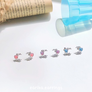 earika.earrings - diamond diana piercing จิวหูเงินแท้จี้พระจันทร์เพชรประดับหัวใจ (มีให้เลือก 3 สี) เหมาะสำหรับคนแพ้ง่าย