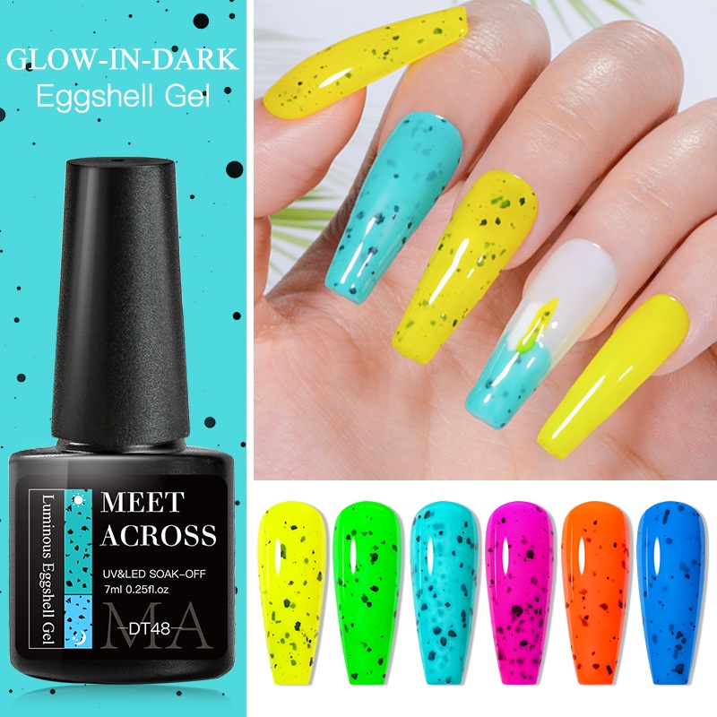 MTSSII MEET ACROSS 7ML Eggshell Gel ยาทาเล็บ กึ่งถาวร UV เจลเรืองแสงนีออนสีเขียวเล็บเคลือบเงา