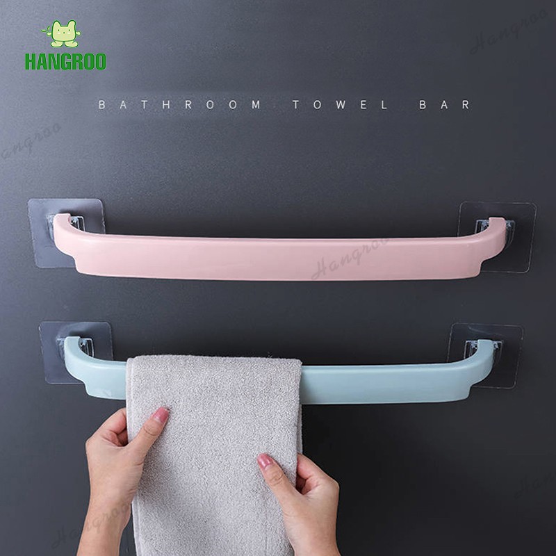 HANGROO H593 ราวแขวนผ้า ติดผนัง ไม่ต้องเจาะ กาวติดแน่น ทนทาน ติดตั้งได้ง่าย เคลื่อนย้ายสะดวก