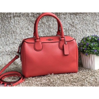 MINI BENNETT SATCHEL (COACH F32202) CORAL/SILVER ขนาด 9" (L) x 6 1/2" (H) x 5" (W)