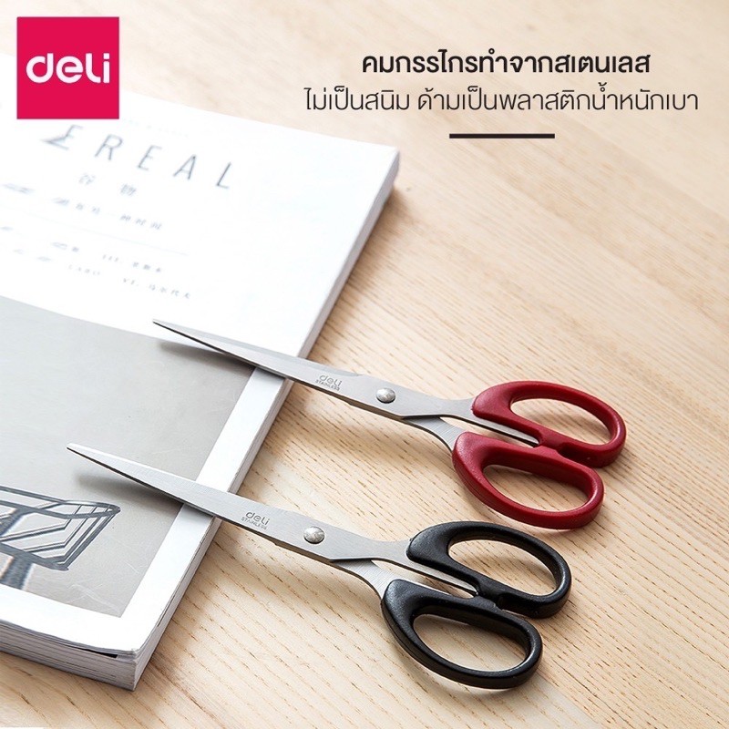 Deli กรรไกรสแตนเลส ขนาด 8.25/7 นิ้ว รุ่น 6034/6010/6009 พร้อมส่ง มีเก็บปลายทาง COD US.Station - รูปที่ 4