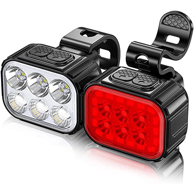 Q6 โคมไฟ LED ชาร์จ USB อุปกรณ์เสริม สําหรับติดด้านหน้ารถจักรยาน 2 ชิ้น