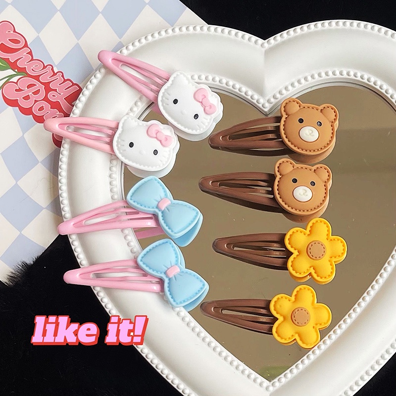 กิ๊บติดผมหน้าม้า รูปการ์ตูน Hello Kitty ประดับโบว์ หมีน่ารัก สไตล์ญี่ปุ่น