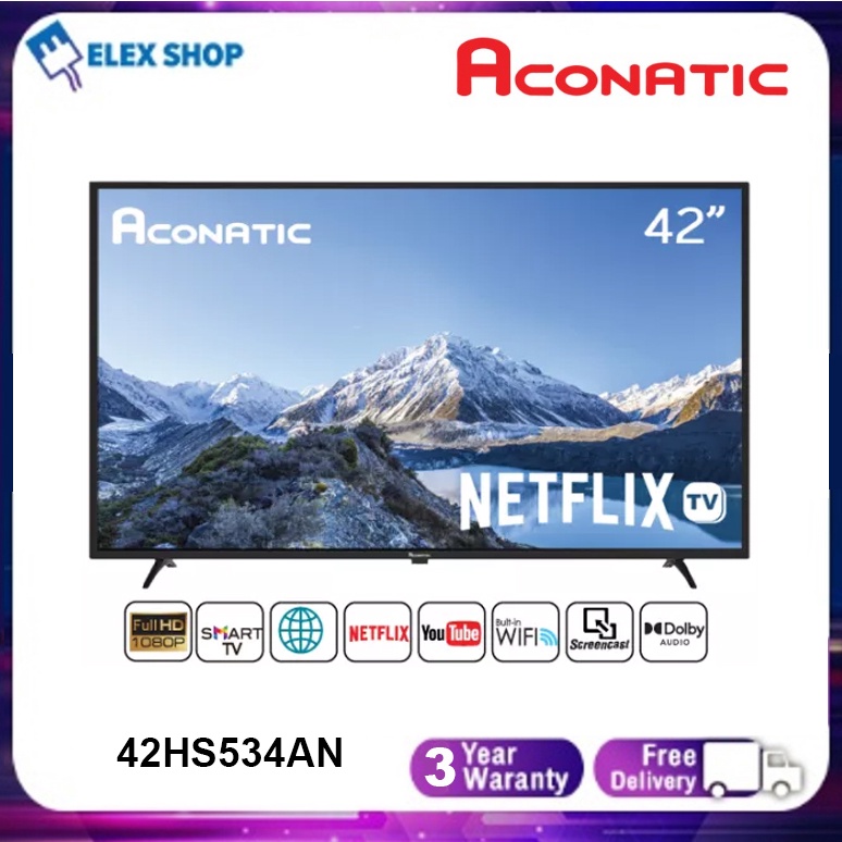 Aconatic ทีวี 42 นิ้ว smart tv wifi FHD สมาร์ททีวีถูกๆ แนะนำอย่างเป็นทางการโดย Netflix รุ่น 42HS534AN (รับประกัน 3 ปี)