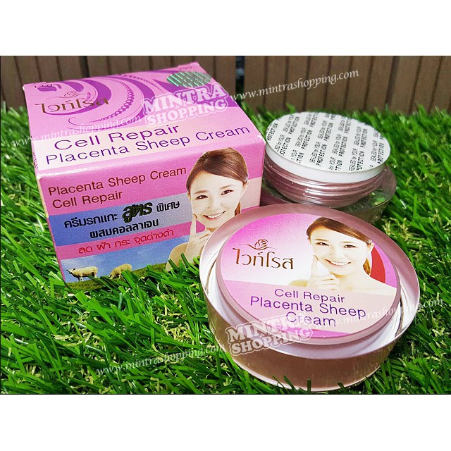🔥 เกรดแท้ 🔥 ครีมรกแกะสูตรพิเศษ ผสมคอลลาเจน ไวท์โรส (กล่องชมพู) 12 g.